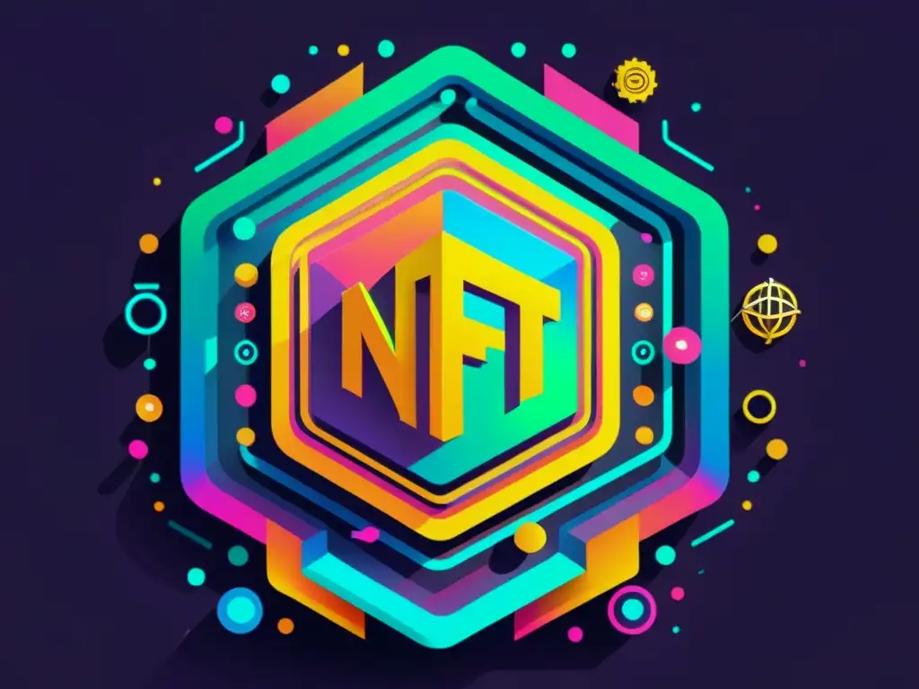 Imagen de alta resolución de la creación de un NFT, con vibrantes colores y detalles intrincados