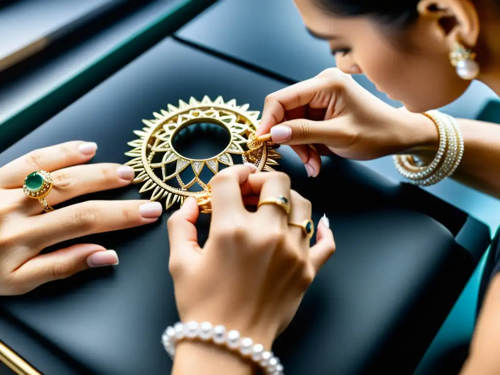 Una imagen detallada de manos creando joyería, representando la alianza estratégica en propiedad intelectual en la industria de la joyería