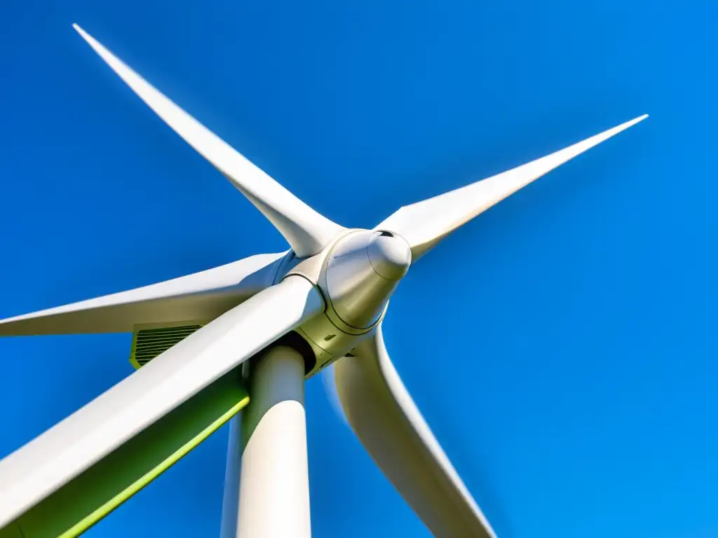 Una imagen detallada de una moderna turbina eólica, destacando su innovador diseño y su impacto en la tecnología limpia