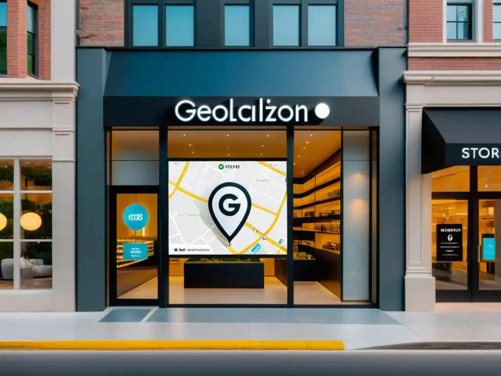 Imagen 8k de una elegante tienda con geolocalización para empresarios modernos