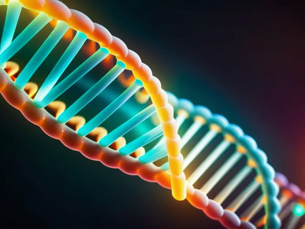Una imagen futurista muestra una doble hélice de ADN vibrante en un laboratorio