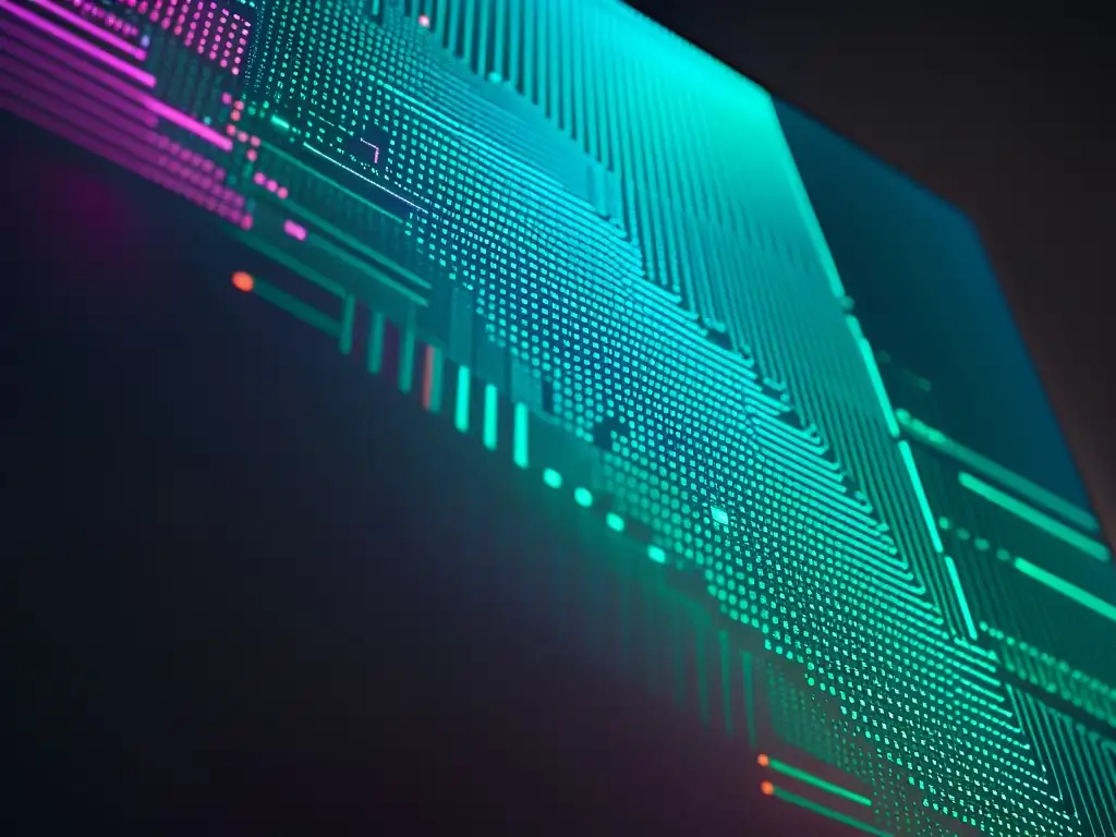 Imagen impactante de código futurista en pantalla de computadora, proyectando innovación y tecnología