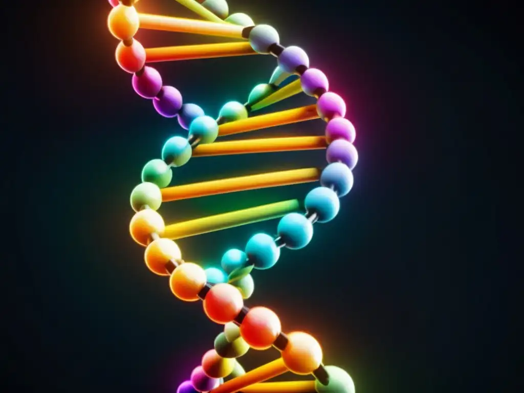 Imagen impactante de una doble hélice de ADN brillante en un fondo futurista, representando la protección de biopatentes derecho internacional