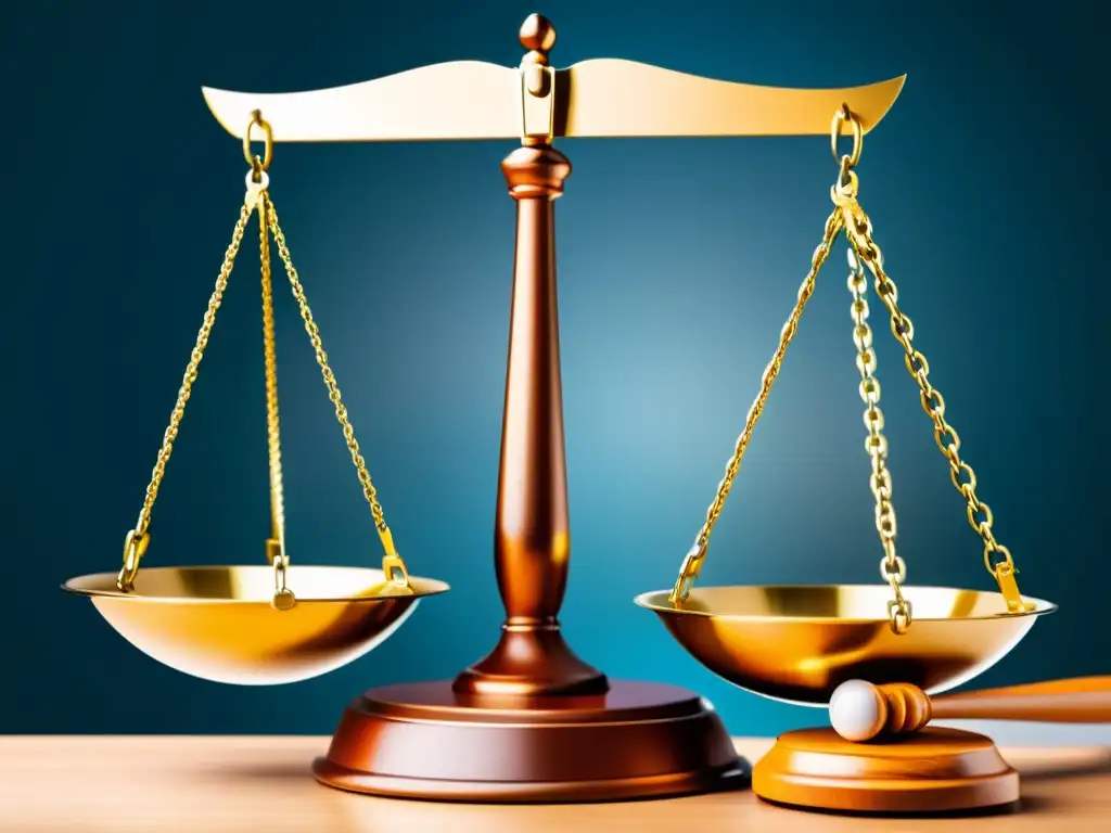 Imagen moderna de una balanza con marcas comerciales y un mazo, representando el uso justo de marcas y derechos en un contexto legal