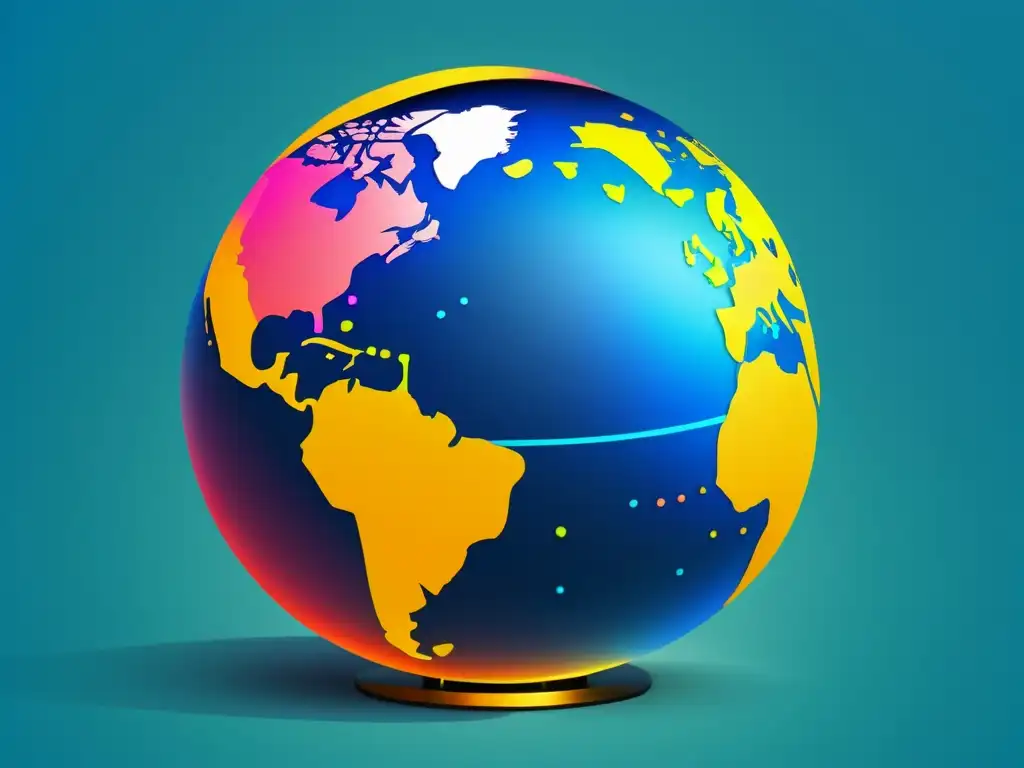 Imagen moderna de un globo terráqueo con líneas punteadas conectando países, simbolizando el registro de marcas internacionales requisitos