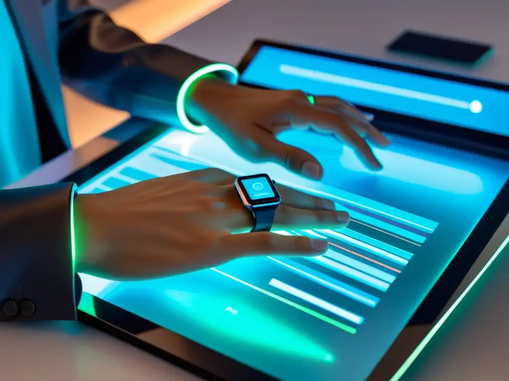 Una imagen de alta resolución de una solicitud de patente futurista en un escritorio minimalista