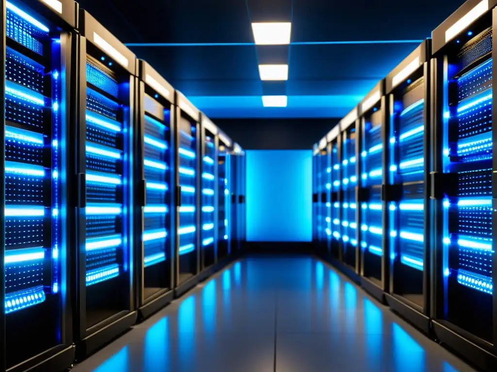 Impecable sala de servidores modernos con tecnología de vanguardia para la gestión de datos sensibles para empresas