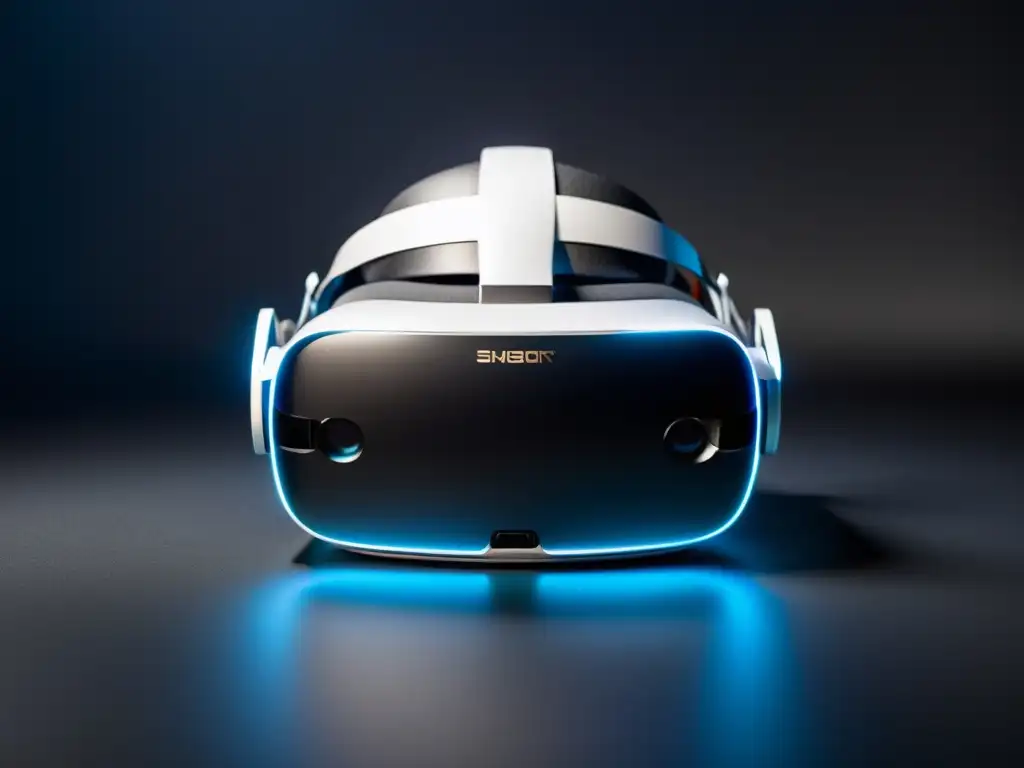 Imponente visión futurista de un auricular de realidad virtual en 8k, con diseño minimalista y detalles tecnológicos
