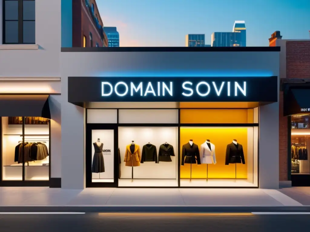 Importancia de nombres de dominio en la estrategia de marca: moderna tienda con pantalla digital en la bulliciosa ciudad nocturna
