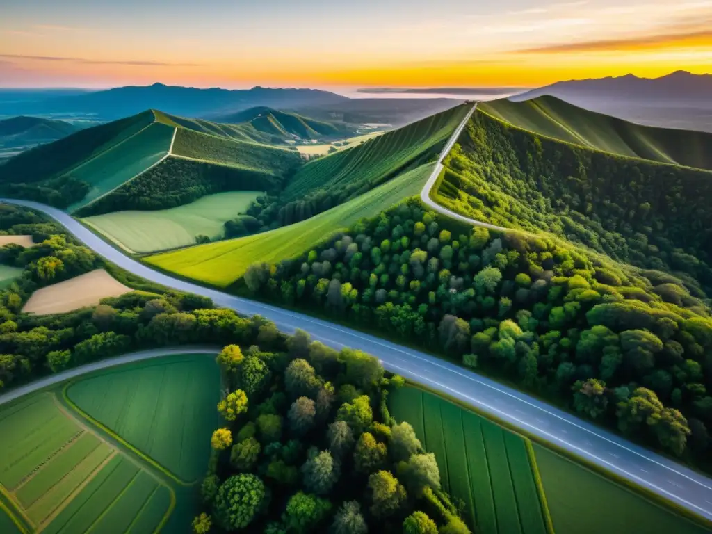 Un impresionante paisaje capturado desde un dron, destacando la libertad y la exploración en la fotografía con drones