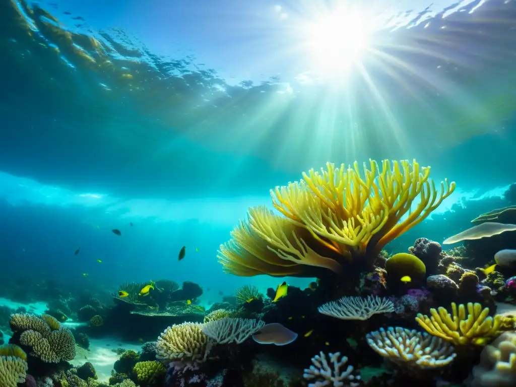 Una impresionante fotografía submarina muestra un vibrante arrecife de coral repleto de vida marina