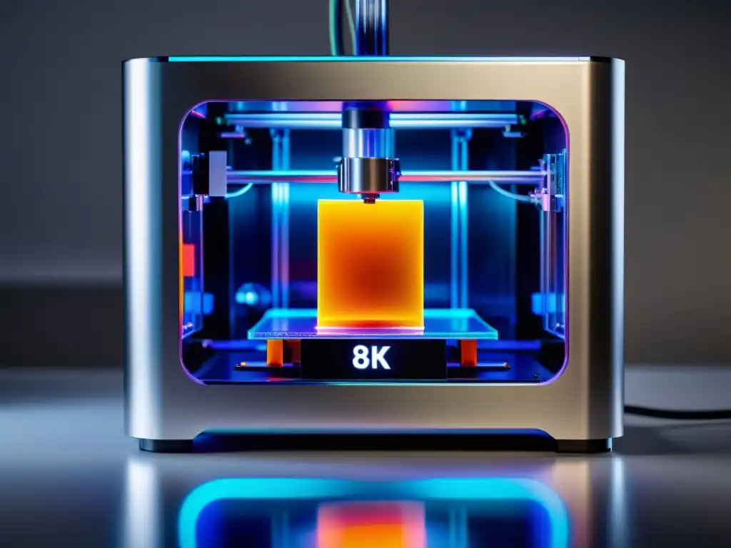 Una impresora 3D futurista crea un objeto complejo