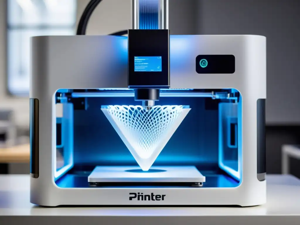 Una impresora 3D de alta resolución crea una obra de arte innovadora, destacando la propiedad intelectual en impresión 3D