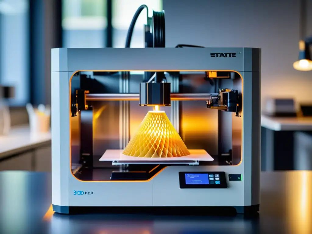 Una impresora 3D de vanguardia imprime capas de material para crear un objeto detallado