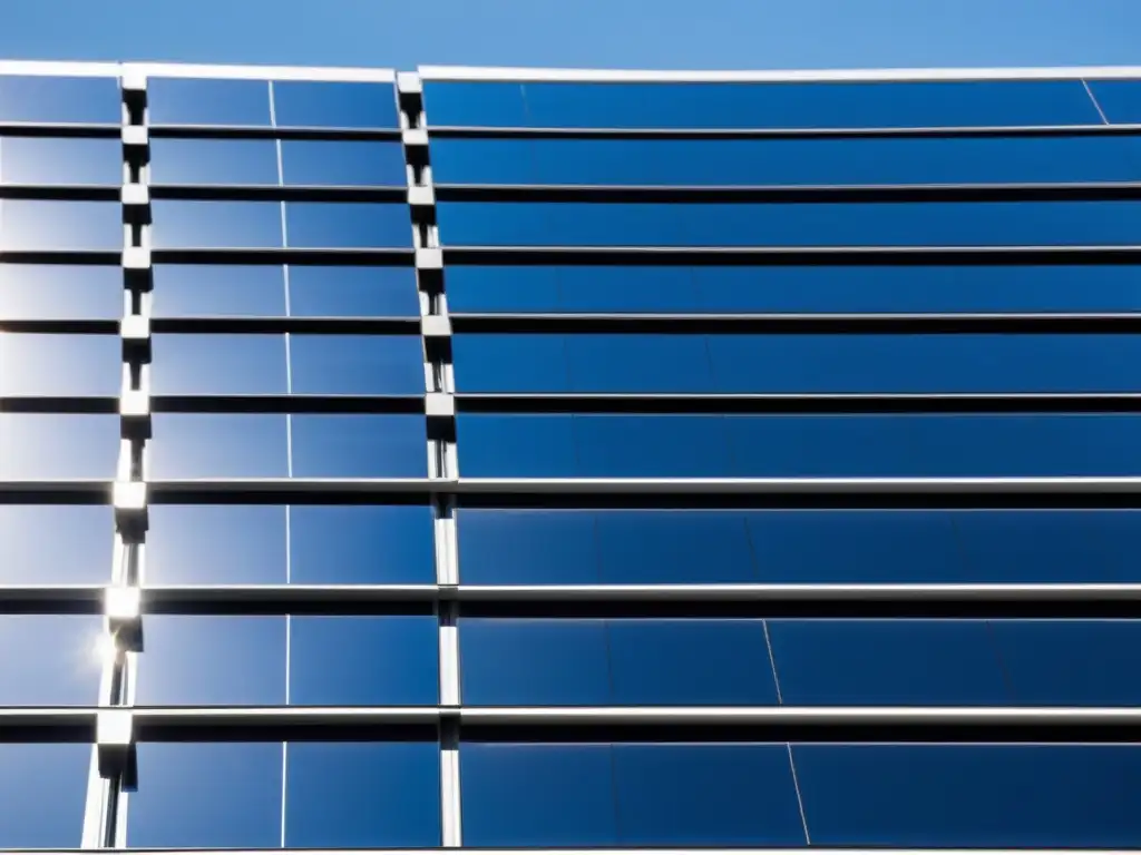 Instalación de paneles solares de alta tecnología en edificio moderno, capturando la luz solar y convirtiéndola en energía limpia