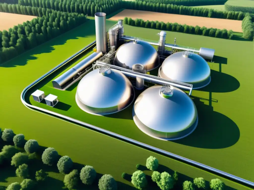 Instalación de refinería de biocombustibles orgánicos de alta tecnología integrada con la naturaleza, exuda innovación y sostenibilidad