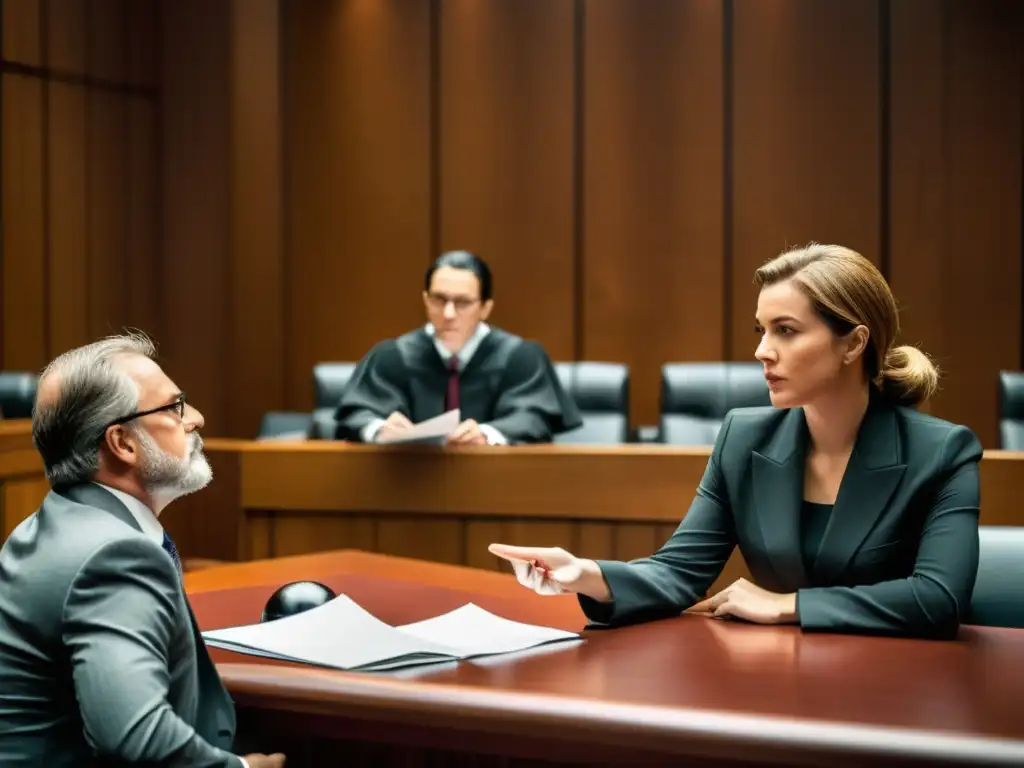 Intensa escena de abogados defendiendo guiones originales en un tribunal, destacando la protección legal para guiones originales