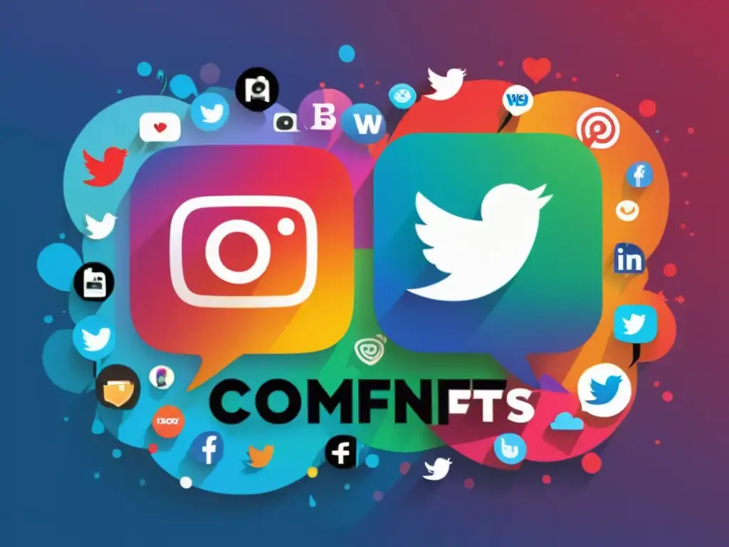 Intenso conflicto entre marcas en redes sociales, con impacto de usuarios y colores vibrantes