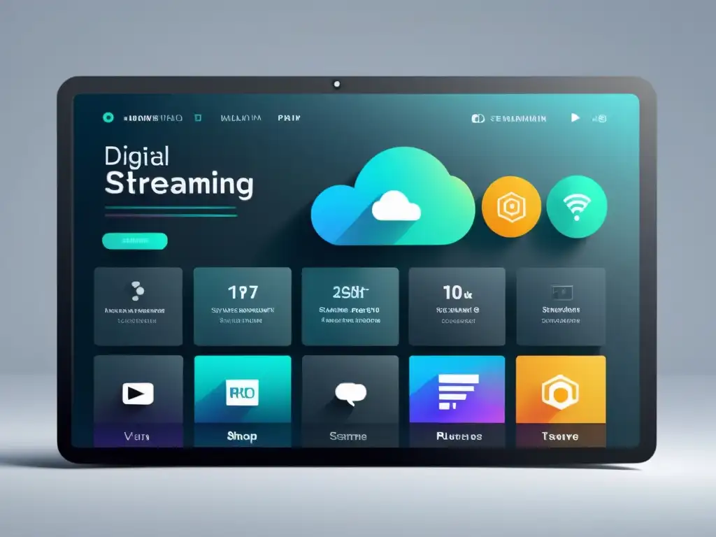 Una interfaz digital moderna de streaming con contenido multimedia y usuarios diversos, destacando la evolución tecnológica