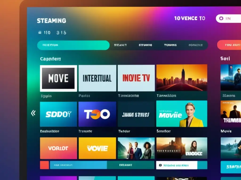 Interfaz de plataforma de streaming con películas y series, mostrando el impacto del streaming en la propiedad intelectual