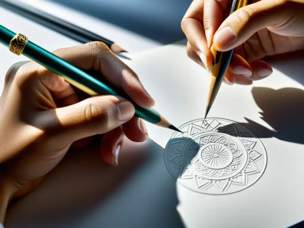 Un joyero dibuja meticulosamente un diseño detallado para una nueva pieza de joyería
