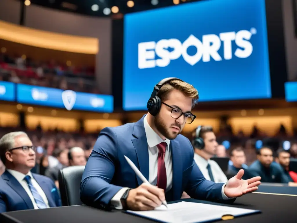 Un jugador de eSports firmando contrato con abogado, cláusulas de no competencia en eSports