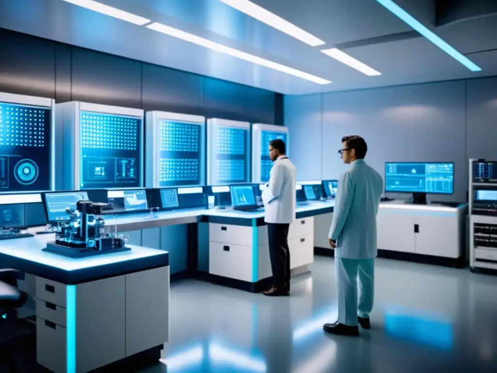 Un laboratorio de investigación de alta tecnología donde científicos desarrollan propiedad intelectual avanzada