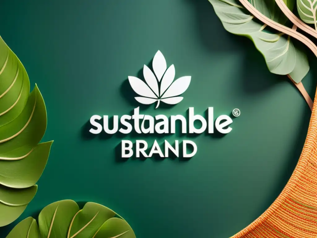 El logo de marca sostenible destaca entre elementos naturales, proyectando modernidad y ecofriendliness, desafíos legales marcas sostenibles