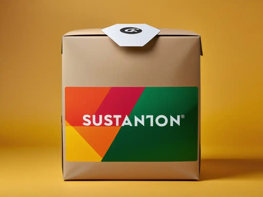 Logo de marca sostenible en envase ecológico, fusionando modernidad y ética