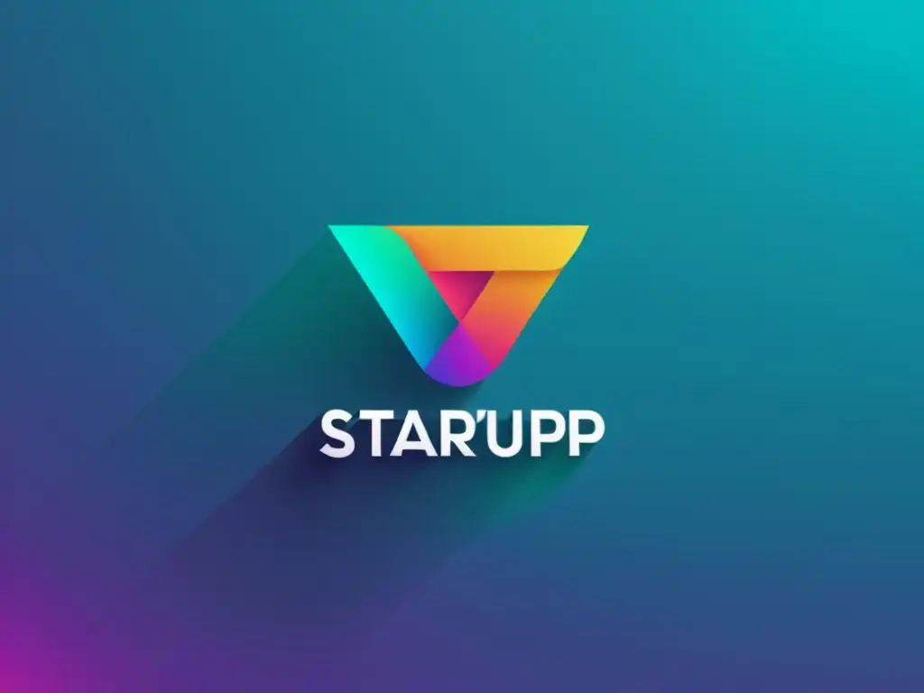 Logo moderno y dinámico con formas geométricas y colores vibrantes, ideal para estrategias de naming para startups