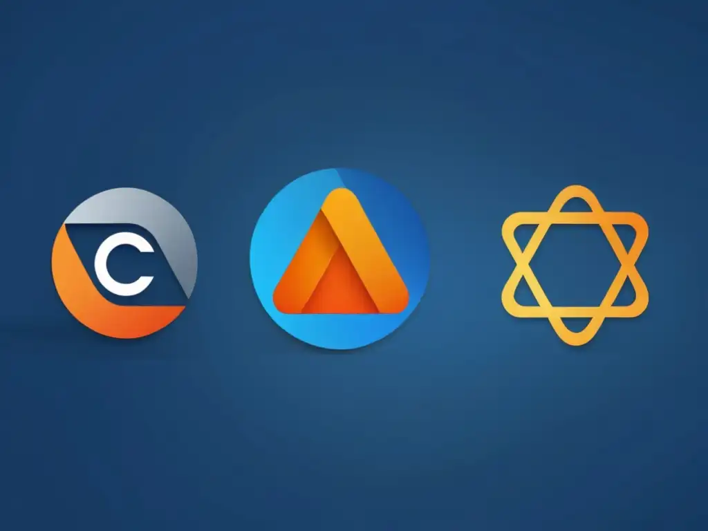Dos logotipos corporativos superpuestos con una red de líneas conectadas, representando la prevención de conflictos de marca en comercio electrónico