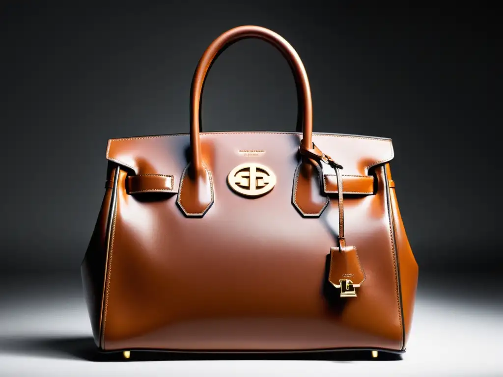 Una lujosa cartera de cuero con detalles intrincados y el logo de una marca de alta gama