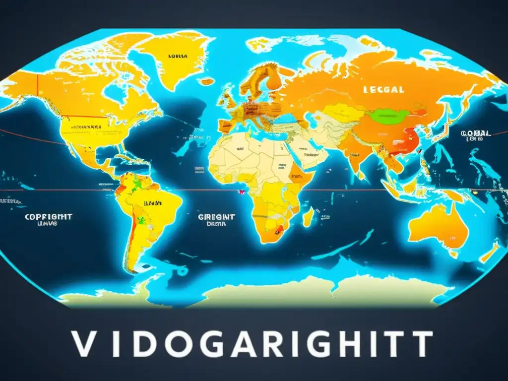 Mapa global resaltando leyes de copyright