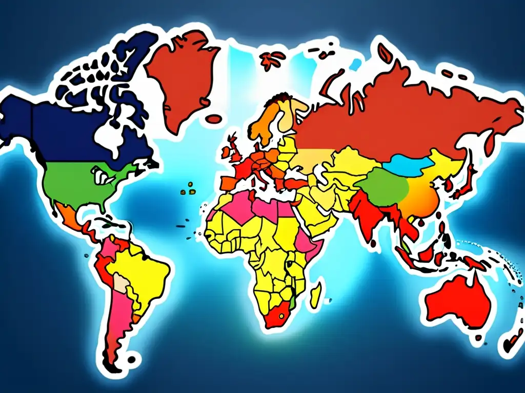Mapa global con países del Registro Madrid System marcas internacionales resaltados, mostrando impacto y alcance mundial