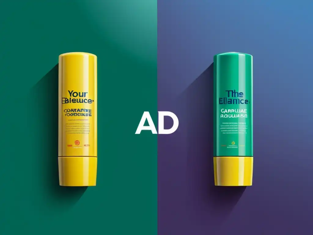 Dos marcas populares comparadas en un anuncio moderno y elegante, resaltando diferencias con colores vibrantes y texto legible