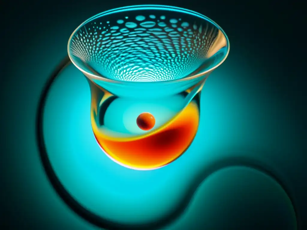 La medicina se disuelve en un vaso de agua, creando patrones hipnóticos