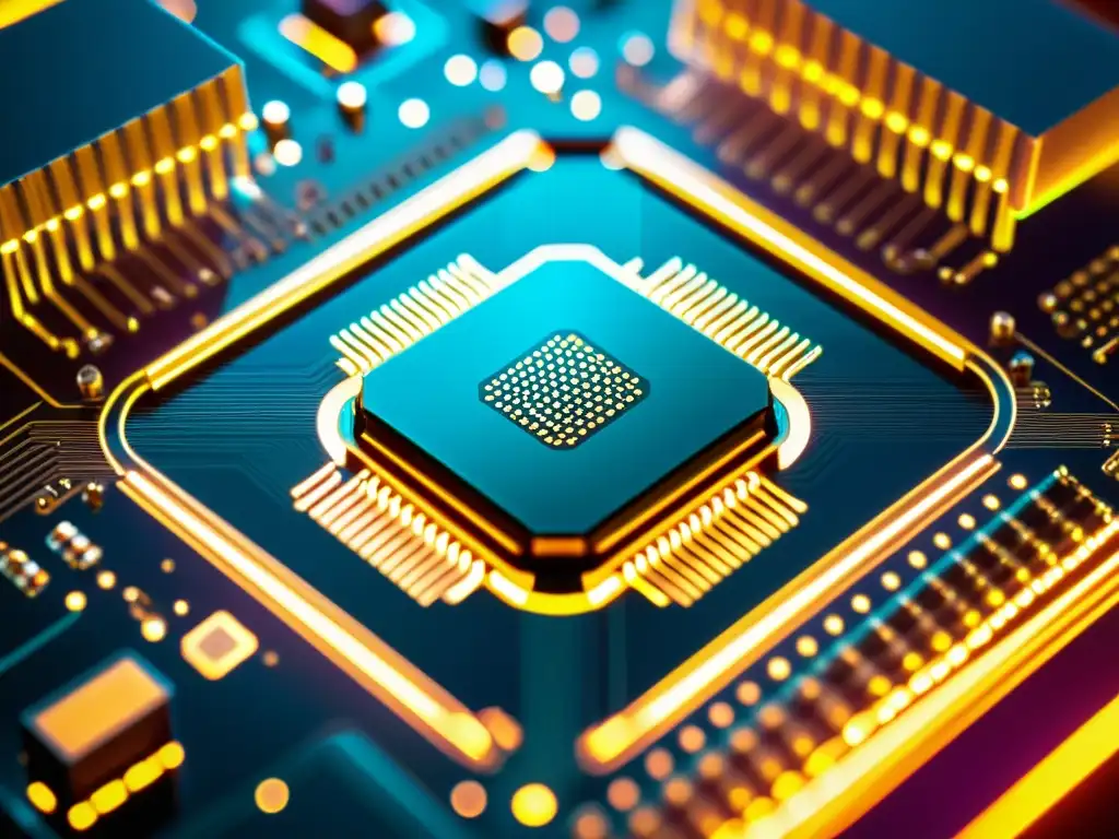 Un microchip de última generación muestra una intrincada circuitaría y componentes nanométricos