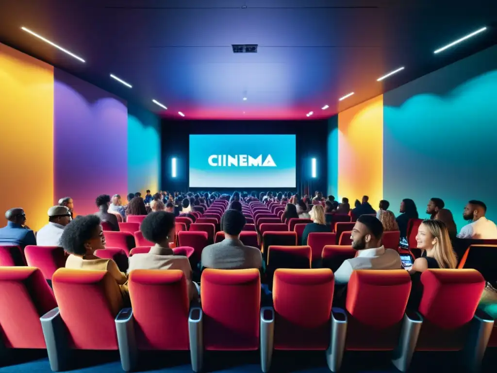 Una moderna audiencia diversa disfruta del cine y streaming, destacando los derechos de autor en streaming en la era digital