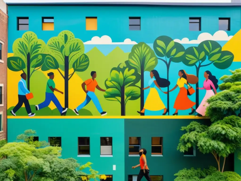 Un mural vibrante en la ciudad muestra diversidad y colaboración
