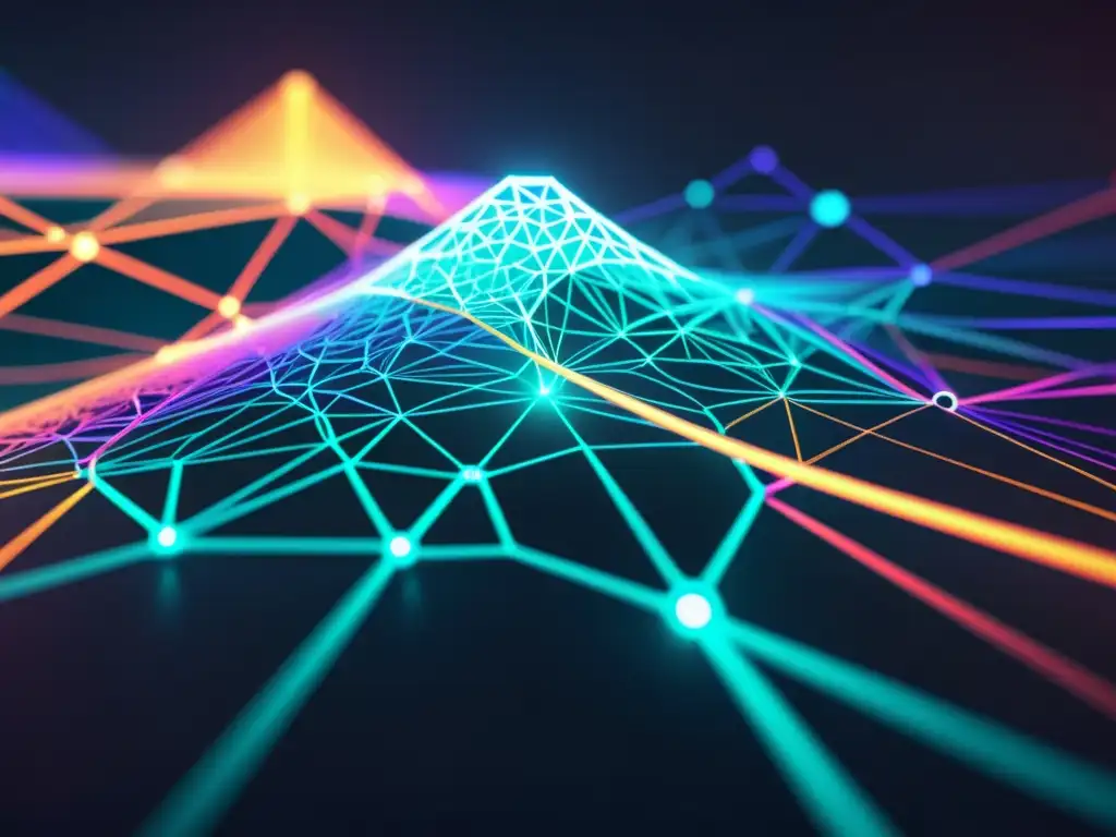 Una obra digital futurista y abstracta que muestra una red neuronal de alta tecnología