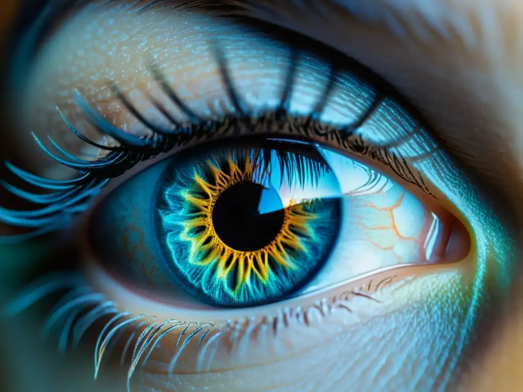 Un ojo detallado y tecnológico muestra la biometría con riesgos de privacidad