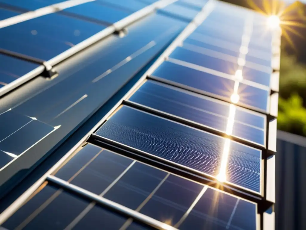 Un panel solar de alta tecnología con celdas fotovoltaicas perfectamente alineadas capturando la luz solar