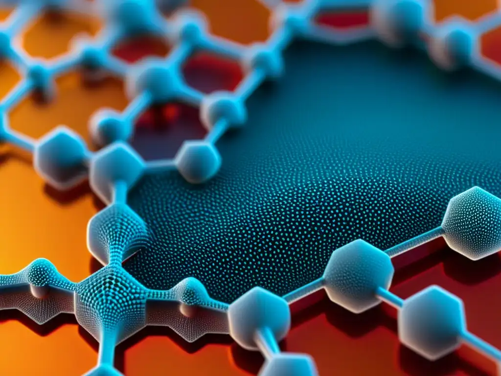 Patentes en nanotecnología avanzada: Detalle ultrapreciso de nanoestructuras iluminadas con un brillo futurista, resaltando la innovación tecnológica