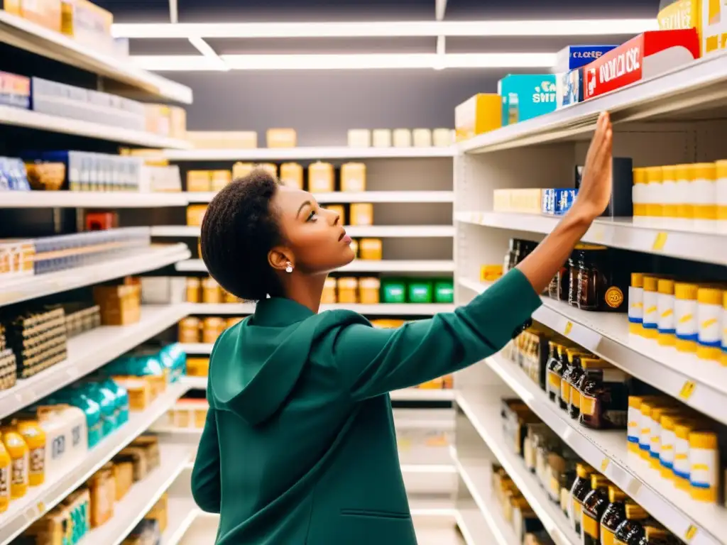 Personas diversas ansiosas por el último producto en una tienda casi vacía, reflejando impacto y escasez