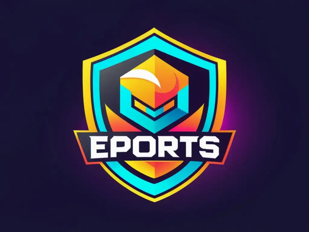 Proceso legal de comercialización de marca en esports con detalles futuristas y colores dinámicos