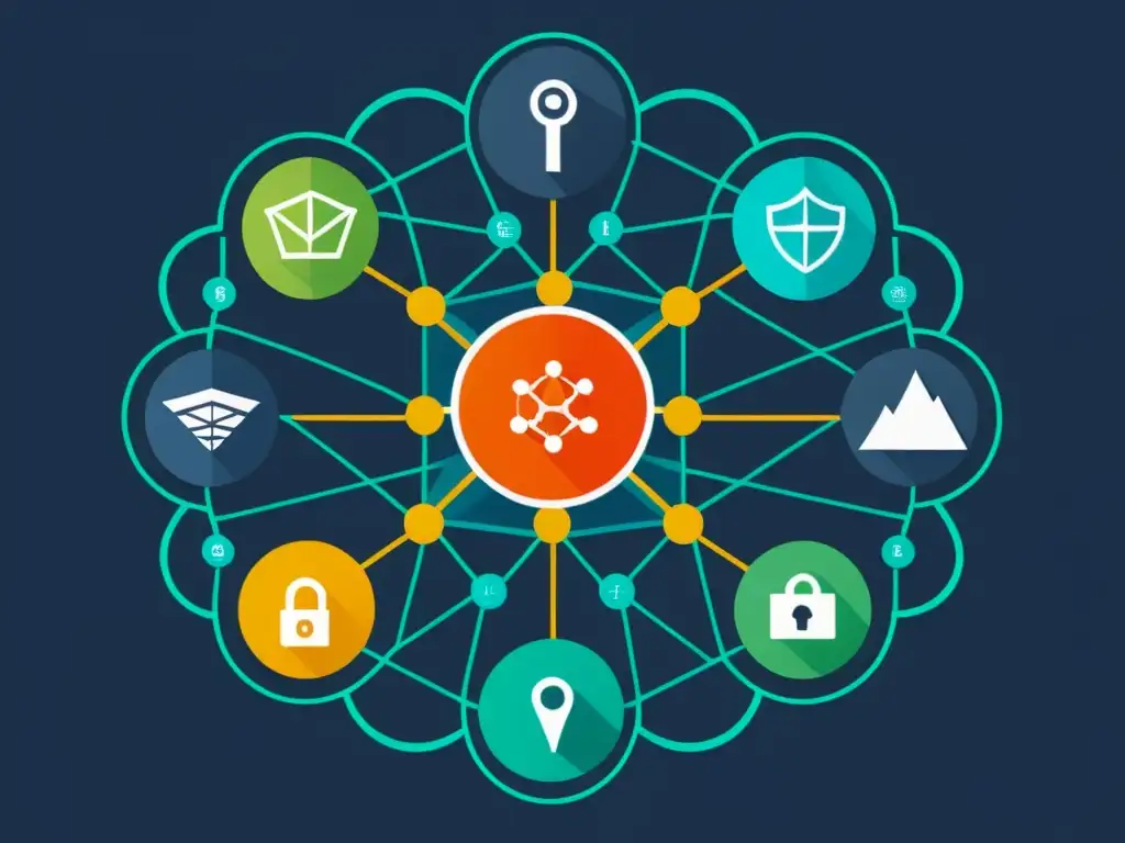 Una red global de cadena de suministro con nodos interconectados, seguridad digital y símbolos de propiedad intelectual