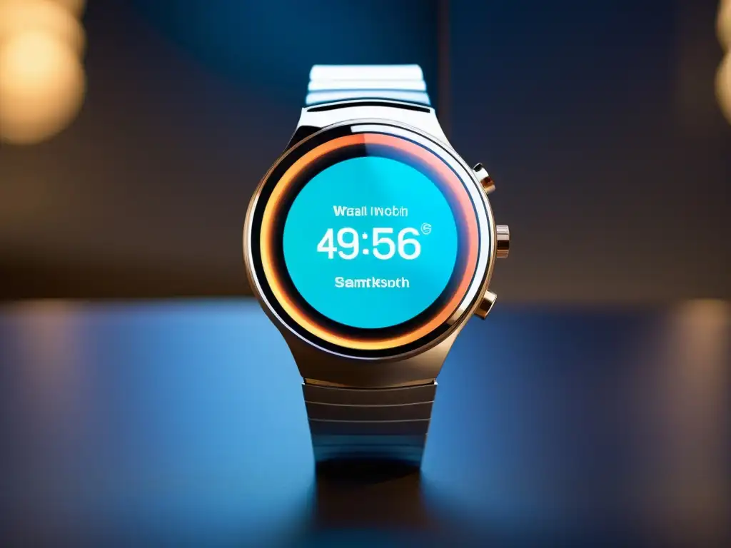 Reloj inteligente de alta resolución: tecnología y estilo futurista Un reloj inteligente de diseño futurista, con tecnología de vanguardia y estilo