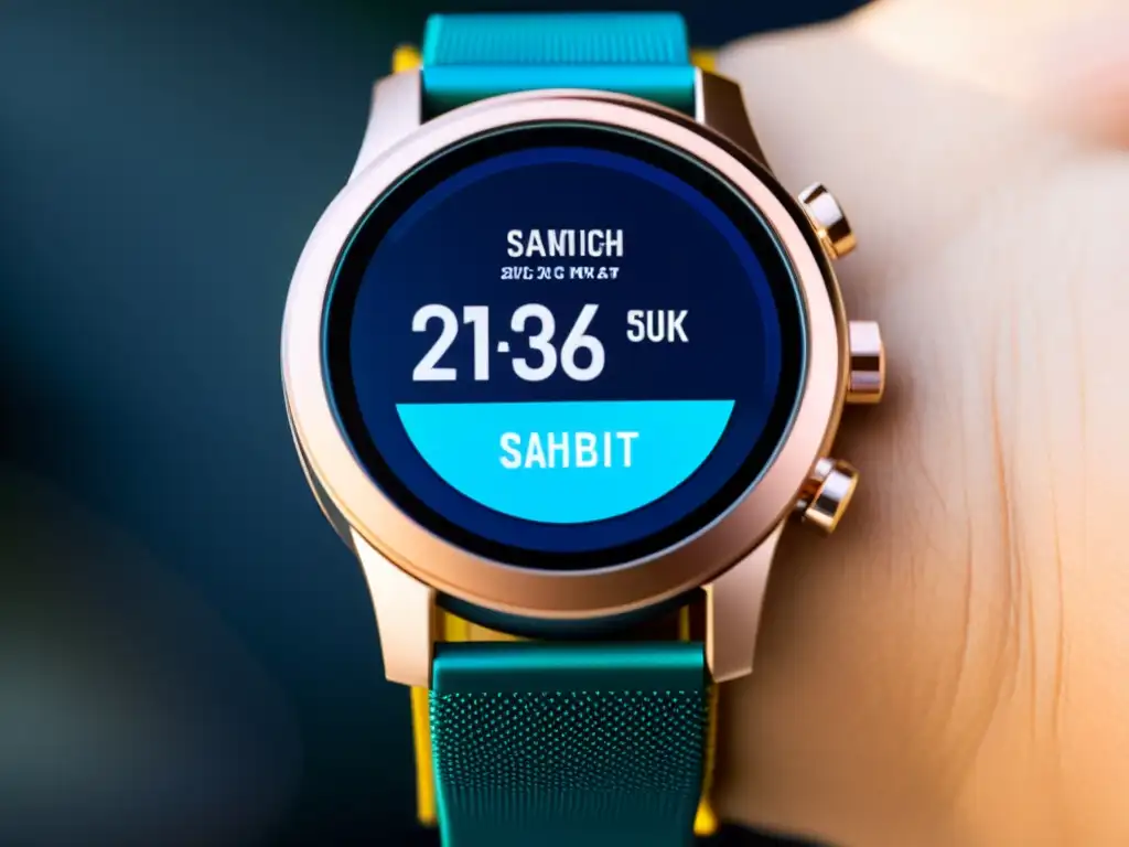 Smartwatch futurista con estilo y tecnología de vanguardia Reloj inteligente futurista con diseño elegante y bandas intercambiables, fusionando moda y tecnología