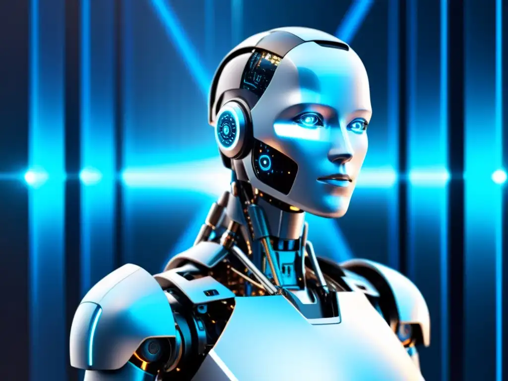Robótica futurista en código digital, expresando innovación y tecnología