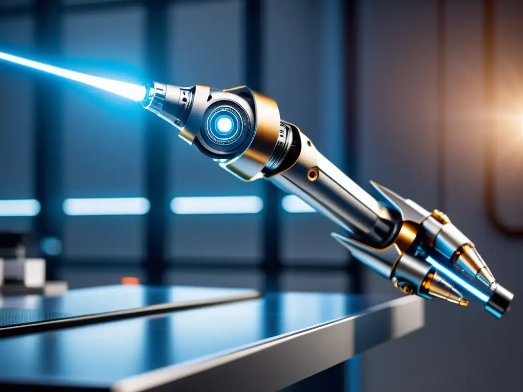 Robótico brazo futurista en laboratorio de alta tecnología